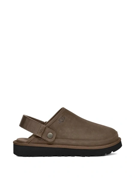 Papuci UGG maro din material textil si piele