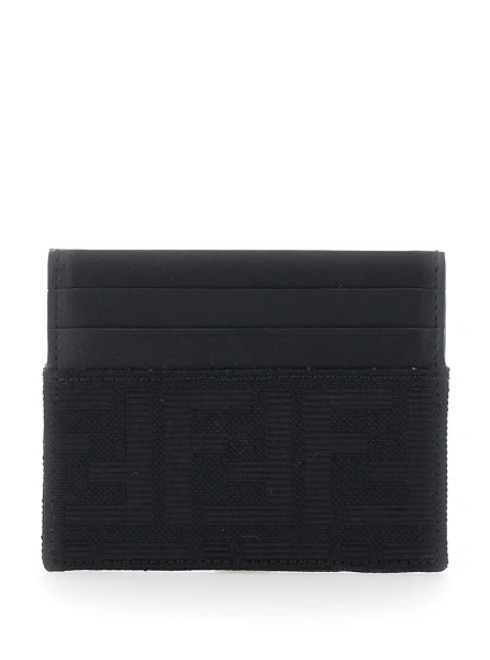 Portofel Fendi negru din piele si tesatura