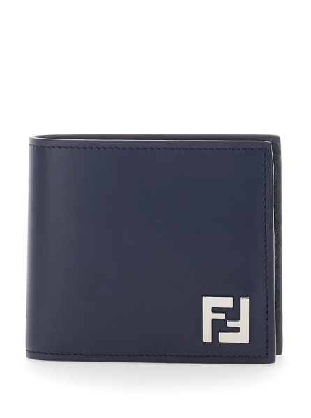 Portofele Blue Bi-Fold Wallet with FF Plate on the Front in Leather for Men