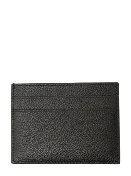 Portofele Cardholder with Contrasting Logo Lettering in Black Leather Men
