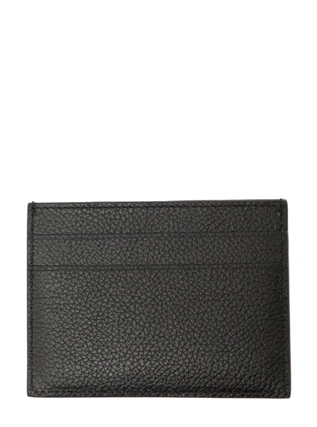 Portofele Cardholder with Contrasting Logo Lettering in Black Leather Men
