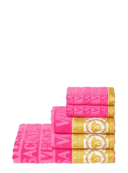 Prosoape de baie VERSACE HOME roz din bumbac