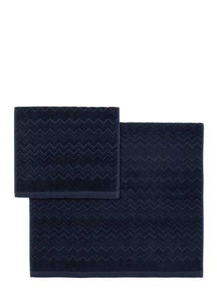 Prosoape Towel set with zigzag motif and cotton fabric Blue unisex