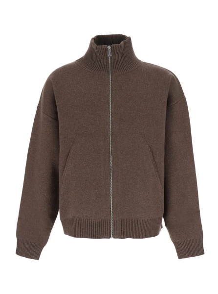 Pulover Core Zip-Up Sweater with high collar and long sleeves in Brown Men
