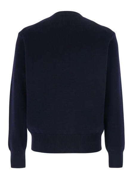 Pulover Crewneck Sweater with ADC Embroidery on the Front in Wool Blend Blue Men