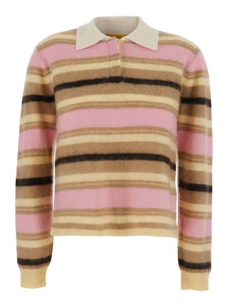 Pulover Cropped Sweater with Grizzly Details in Cotton Blend and Tech Fabric for Women