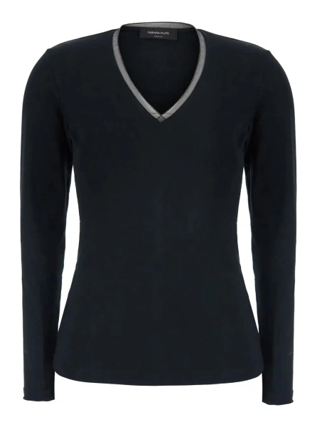 Pulover Fabiana Filippi negru din bumbac