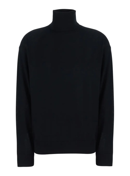 Pulover 'FREDA' black Sweater with V-neck in virgin wool for women