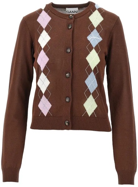 Pulover Knitted cardigan with diamond motif