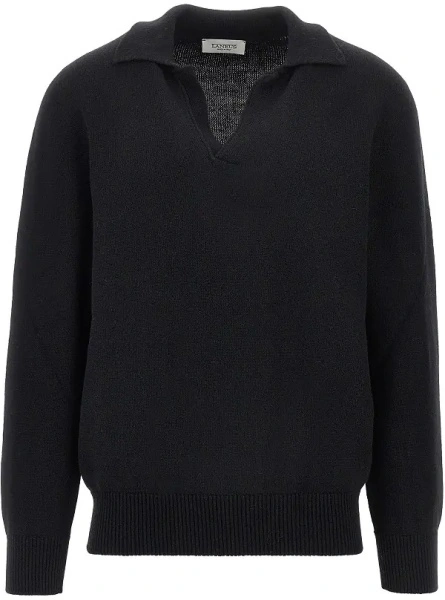 Pulover LANEUS negru din lana merino si casmir
