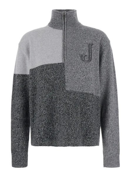 Pulover LE CAMIONNEUR ORLANDO is a gray cotton sweater with a crew neck and long sleeves, unisex