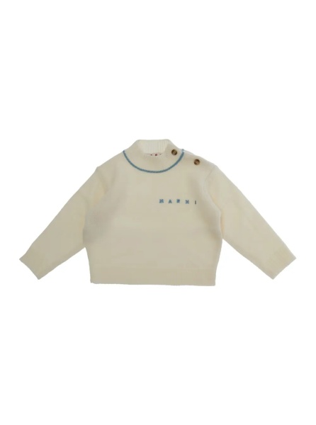 Pulover M01875M00X8MK199B0M116 Sweater with V-neck and long sleeves in Wool and Cashmere white for Boy