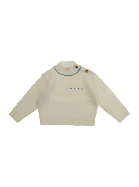 Pulover M01875M00X8MK199B0M116 Sweater with V-neck and long sleeves in Wool and Cashmere white for Boy