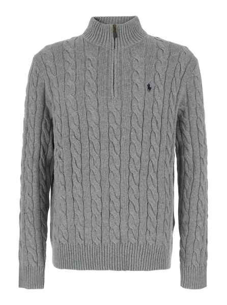Pulover Ralph Lauren gri din bumbac