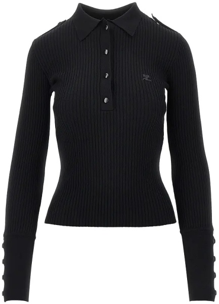Pulover Ribbed knit polo shirt