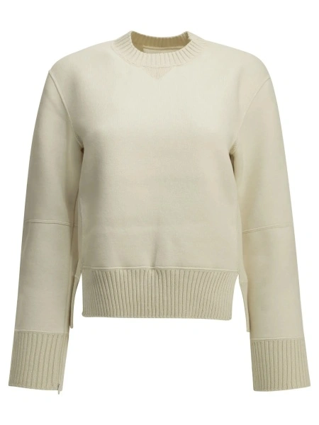 Pulover Sacai alb din bumbac si casmir