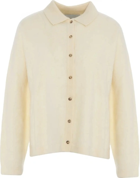 Pulover Soft Goat alb din casmir 'Brushed'