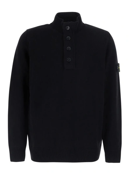 Pulover Stone Island negru din lana