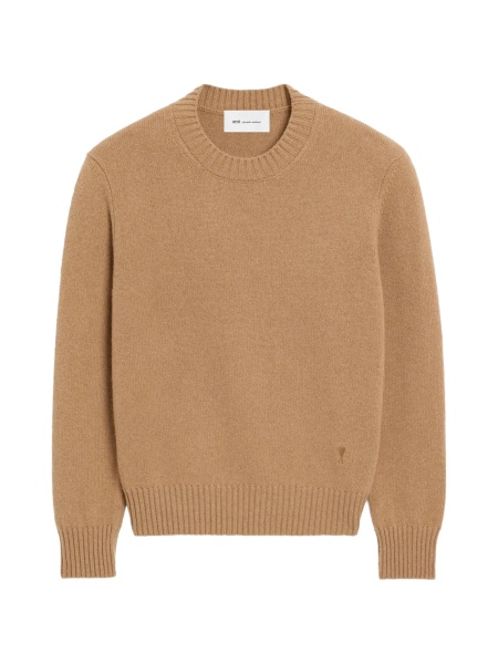 Pulover tricotat AMI Paris ami de coeur maro din lana si casmir