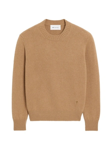 Pulover tricotat AMI Paris ami de coeur maro din lana si casmir