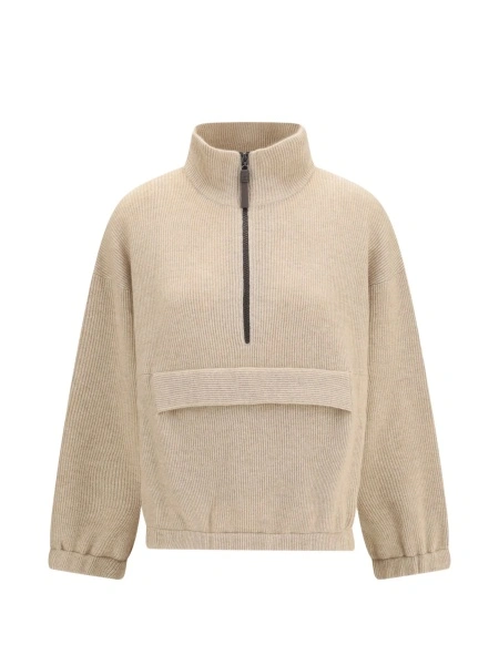 Pulover tricotat Brunello Cucinelli neutru