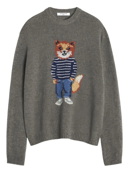 Pulover tricotat MAISON KITSUNÉ gri
