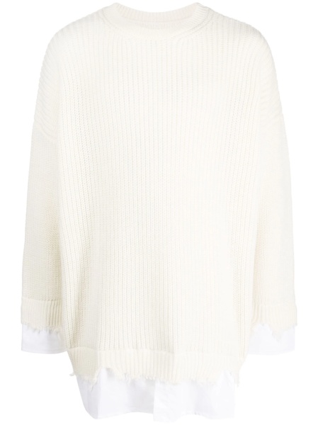 Pulover tricotat MM6 Maison Margiela alb