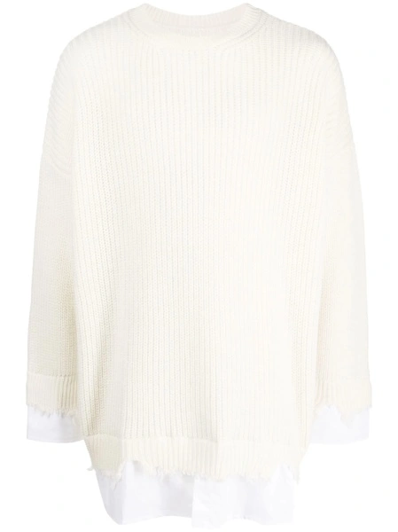 Pulover tricotat MM6 Maison Margiela alb