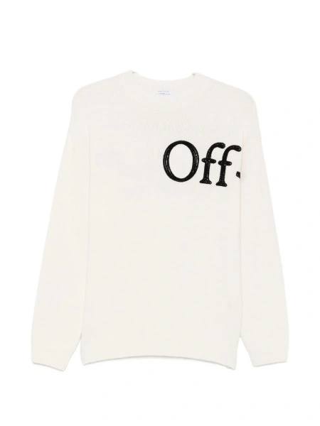 Pulover tricotat Off-White din lana si poliamida