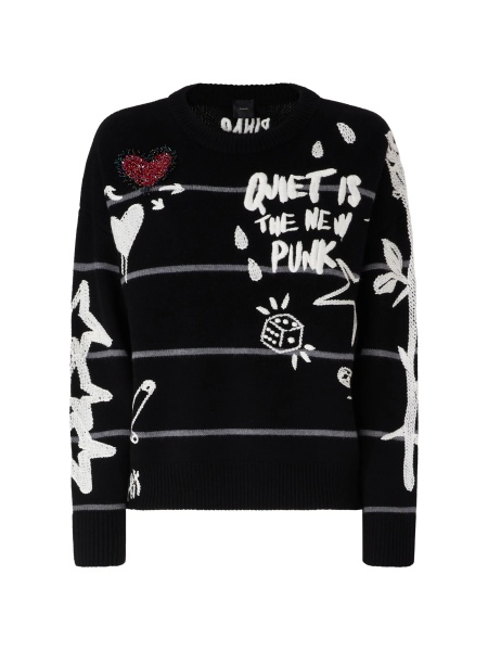 Pulover tricotat Pinko negru din lana