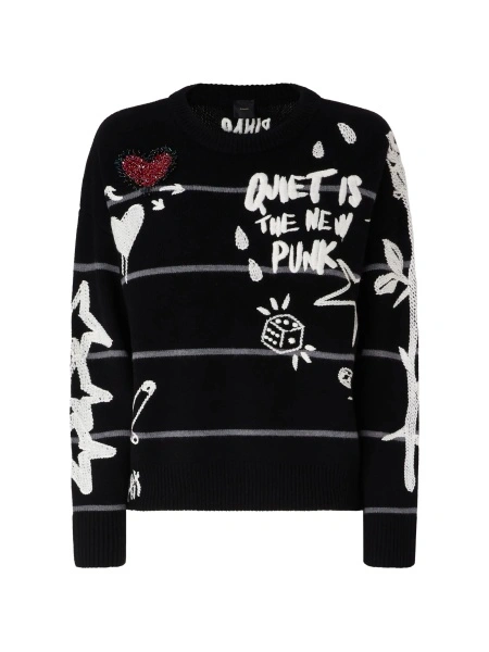 Pulover tricotat Pinko negru din lana