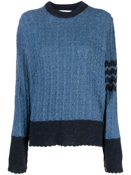 Pulover tricotat Thom Browne albastru