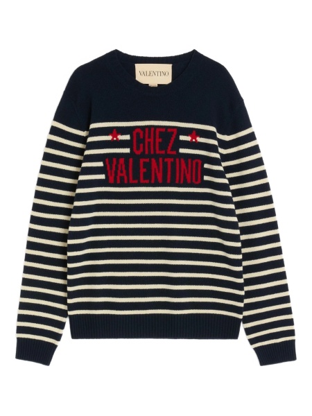 Pulover tricotat Valentino Garavani albastru