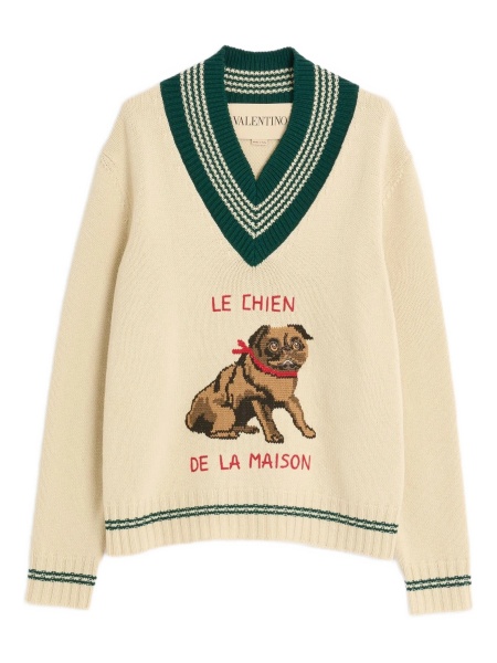 Pulover tricotat Valentino Garavani neutru