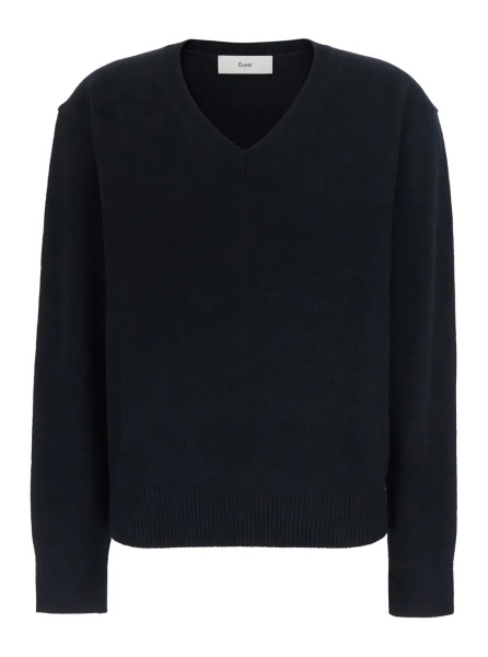 Pulover UNISEX CASHMERE V-NECK SWEATER with V-neck and long sleeves in wool and cashmere Black Unisex