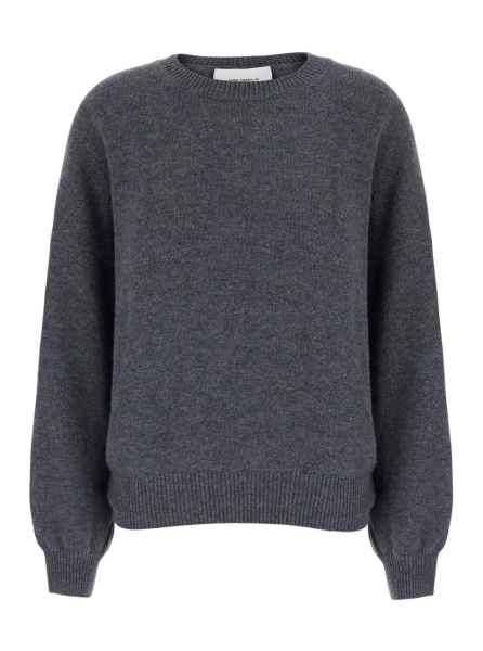Pulover 'Veira' Gray Sweater with Dropped shoulders and ribbed finishes in cashmere for women