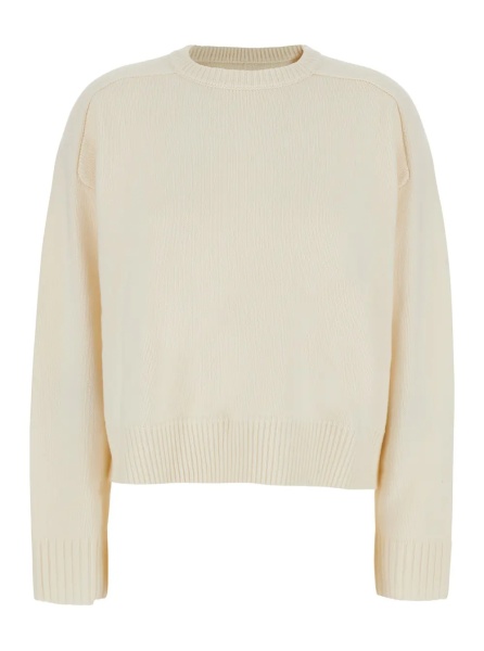 Pulover white Sweater with tone-on-tone mini logo in wool and cashmere for women