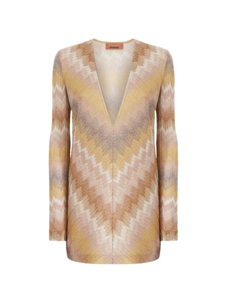 Rochie de ocazie MISSONI BEACHWEAR Chevron neutra din raion si fibre metalice
