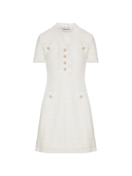 Rochie de zi Self-Portrait alba din polyester si poliamida
