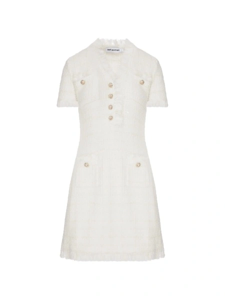 Rochie de zi Self-Portrait alba din polyester si poliamida