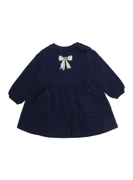 Rochii blue Long-sleeved dress with logo on the front in cotton for Girl