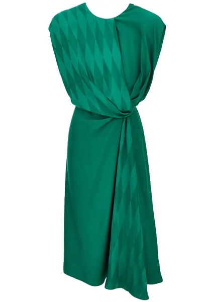 Rochii Diamond motif silk-blend midi dress