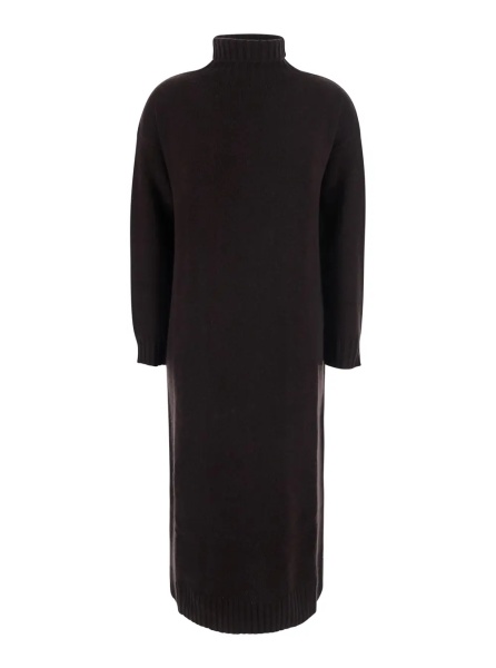 Rochii 'FRAGORE' brown Dress with high neck and elasticated cuffs in wool and cashmere for women