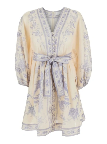 Rochii 'Indra' multicolor Dress with V-neck and all-over print in linen for women