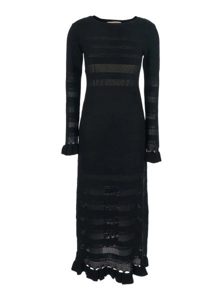Rochii Long Dress with Ruffles and Perforated Design