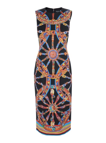 Rochii multicolor Sleeveless dress with all-over Carretto print in satin for women