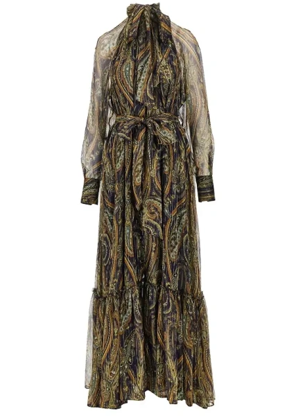Rochii Paisley silk creponne maxi dress
