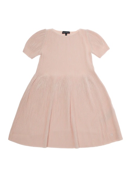 Rochii Pink Round neck dress with short sleeves and ribbed knit in cotton girl