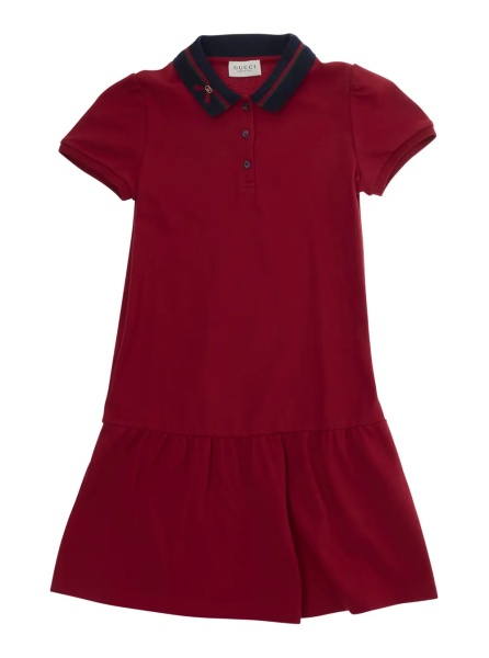 Rochii red Dress with Web detail and flared skirt in cotton for Girl