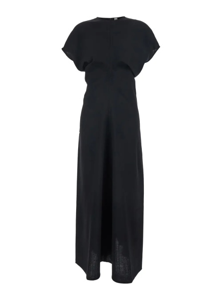Rochii TOTÊME Black Dress Long Crew Neck and Zip Closure in Wool for Woman